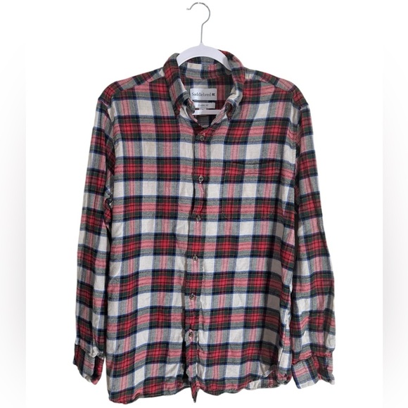 Saddlebred | Women’s Flannel | Size Medium | 100% Cotton | Red/Green/Blue Plaid - Picture 1 of 6